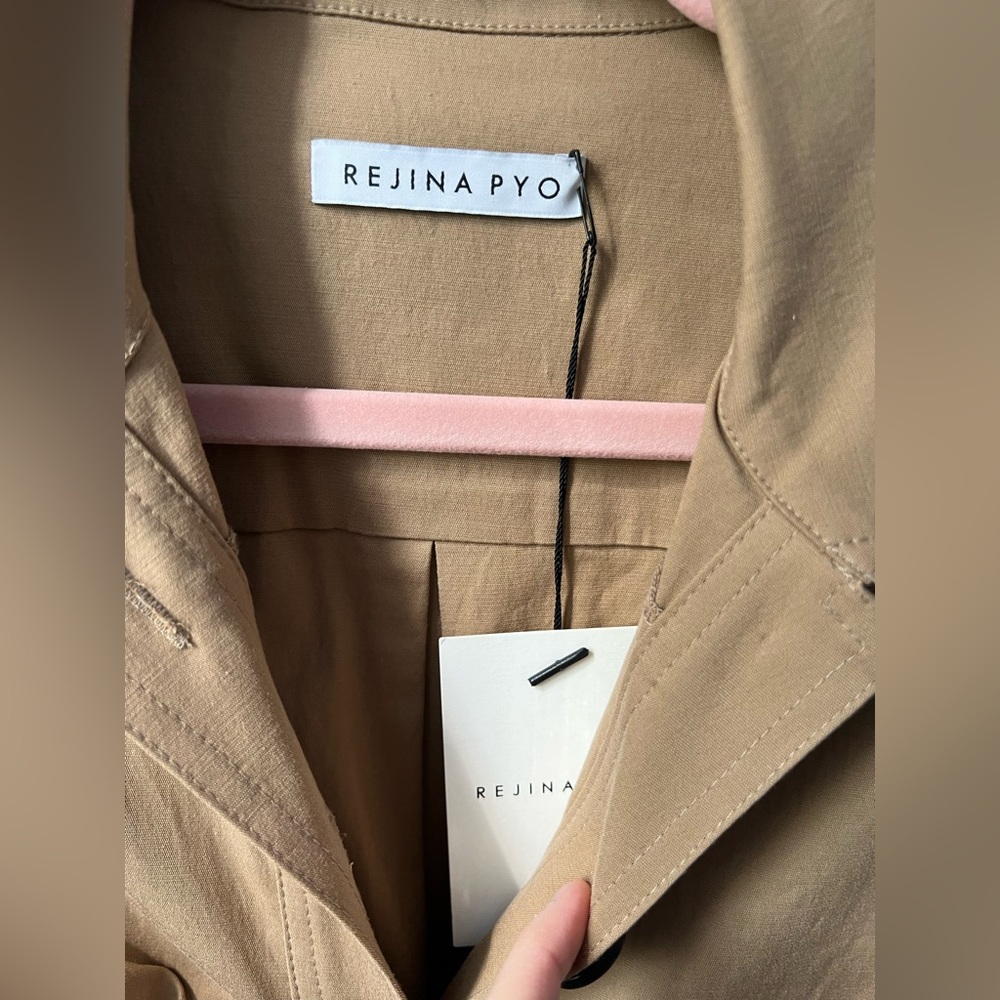 New REJINA PYO Madison Belted Pleated Gabardine Midi Trench Dress Size Small - Picture 6 of 11